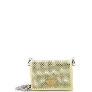 Prada Flap Card Holder With Chain Satin #239611P15B